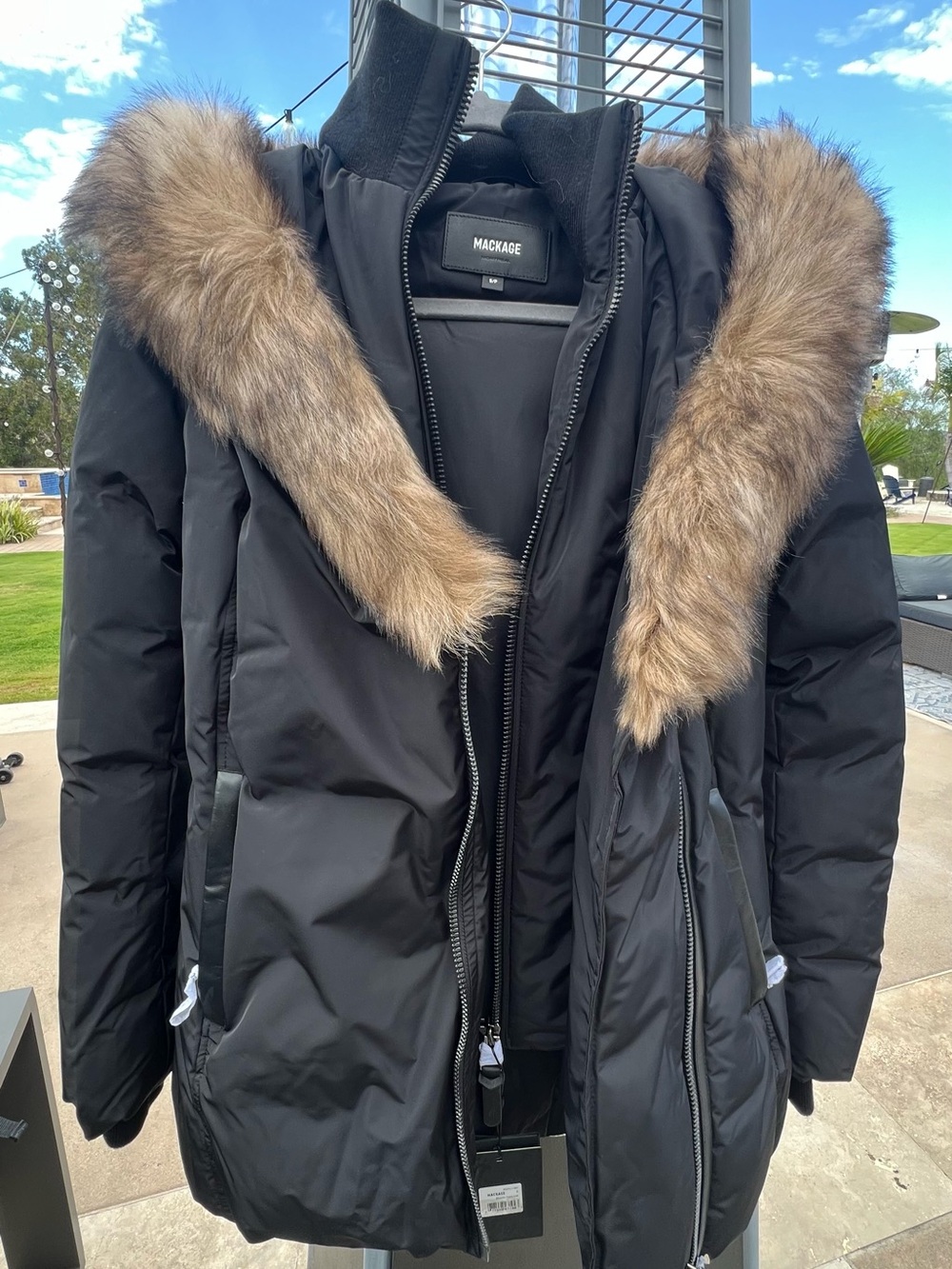 Mackage ADALI down coat with natural fur signature collar